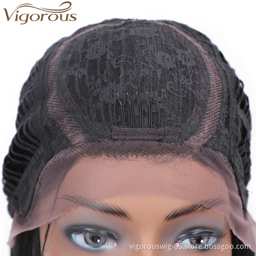 Vigorous Afro Curly Hair Wigs Synthetic Black Lace Front Wigs Long Wavy Heat Resistant Fiber Hair Wigs for Black Women